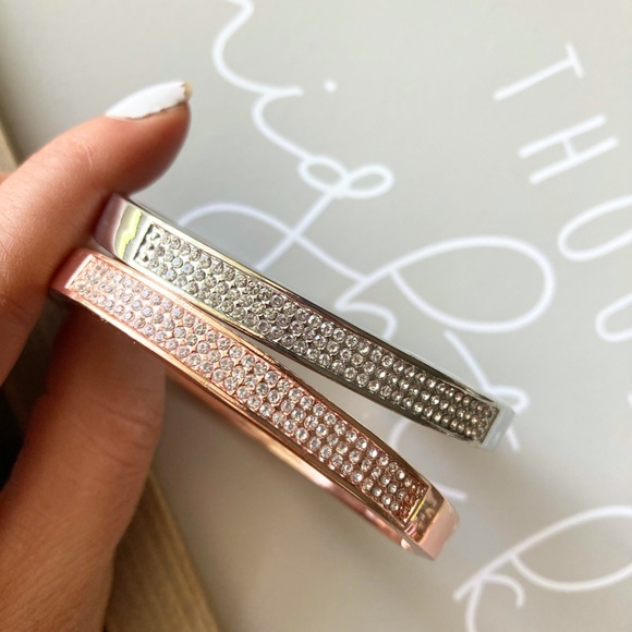 Silver Cubic Zirconia Cuff Bracelet Bangle - Picture 2 of 6